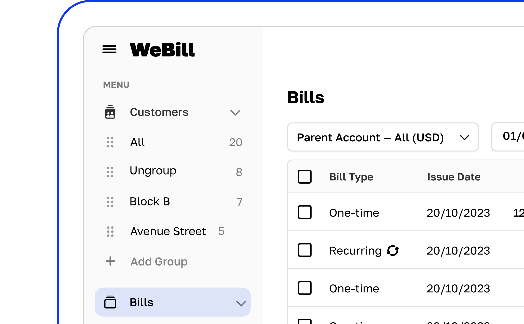 WeBill365 preview on  a PC